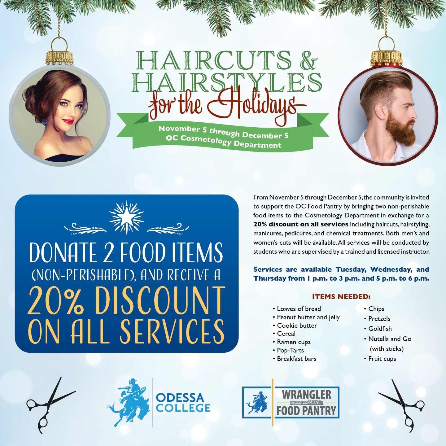 Odessa College Cosmetology Department and OC Food Pantry Launch “Haircuts and Hairstyles for the Holidays”